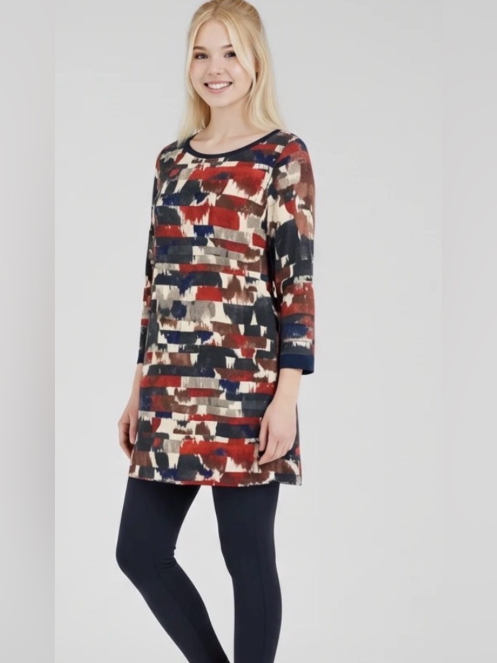 CLUB MONACO SILK Abstract Print 3/4 Sleeve Tunic/Dress
